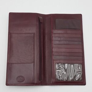 Vintage MANHATTAN LIMITED Leather Bifold Wallet Passport Travel Classic Burgundy